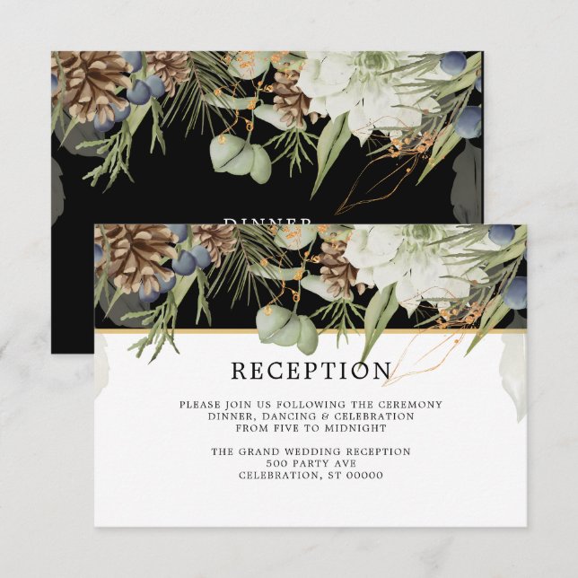 Pinecones rustiques | Carte de réception de mariag (Devant / Derrière)