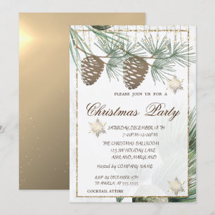 Pinecones ,Schneeflocken Gold Weihnachten Korporie Einladung
