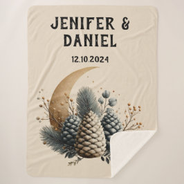 Pinecones und Crescent Moon Winter Liebe Sherpadecke
