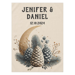 Pinecones und Crescent Moon Winter Liebe Tischdecke