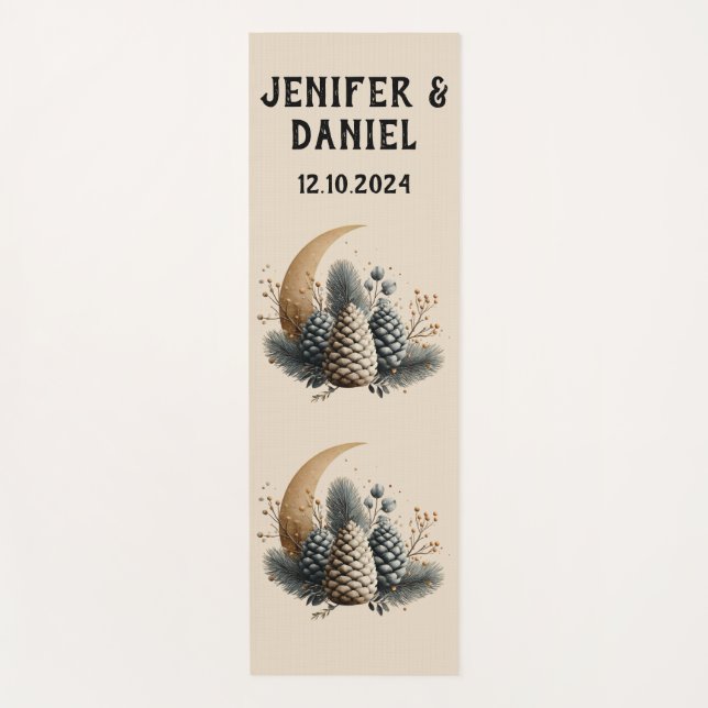 Pinecones und Crescent Moon Winter Liebe Yogamatte (Vorderseite)
