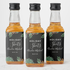 Pinecones Wasserfarbene Landschaft Weihnachten Alkoholflaschenetikett