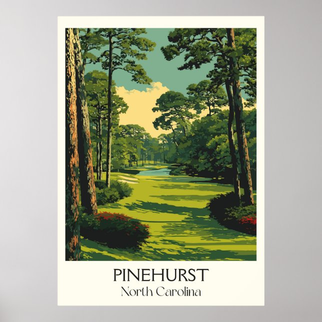 Pinehurst NC Vintager Golfplatz Landschaft Poster (Vorne)