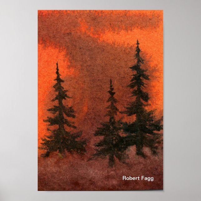Pines in der Nebelkunst Poster (Vorne)