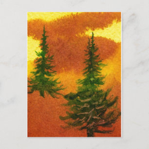 "Pines in the Mist #2" Postkarte für Landstraßen