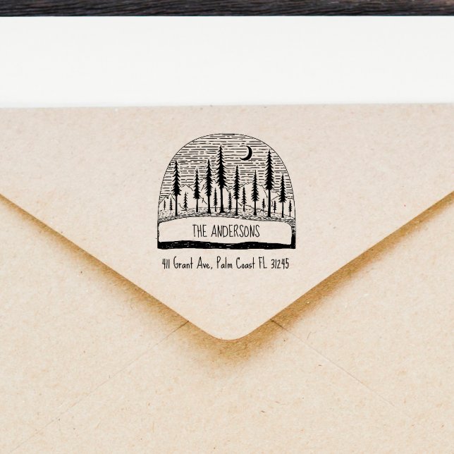 Pines Landschaft Handgezeichnet Rücksendeadresse Permastempel (Von Creator hochgeladen)