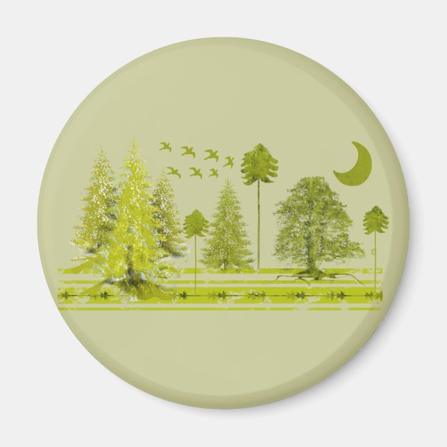 Pines mit moon-individualisierter BackGround-Farbe Magnet (Vorne)