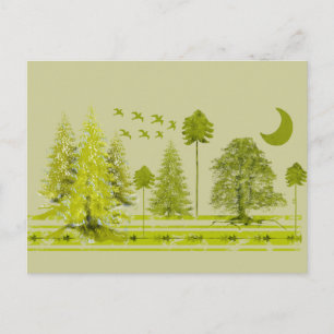 Pines mit moon-individualisierter BackGround-Farbe Postkarte