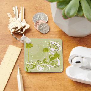 Pines mit moon-individualisierter BackGround-Farbe Schlüsselanhänger