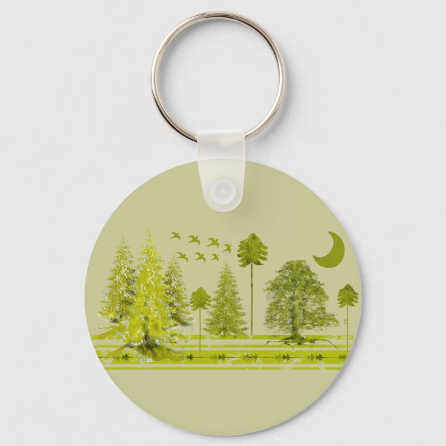 Pines mit moon-individualisierter BackGround-Farbe Schlüsselanhänger (Vorderseite)
