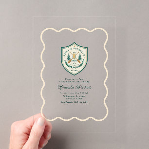 Pines & Prosecco Social Club Camp Junggesellinnena Acryleinladungen