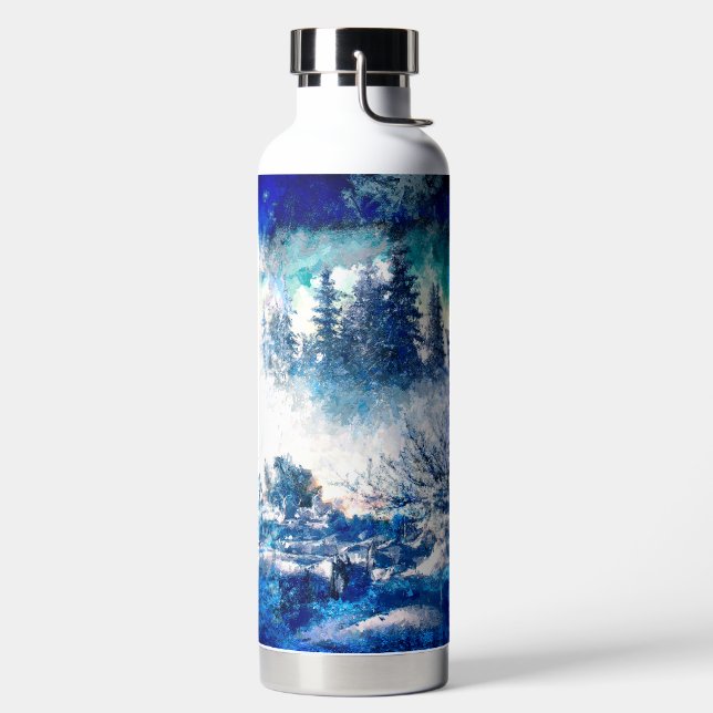 Pines Snowstorm Artistic Trinkflasche (links)