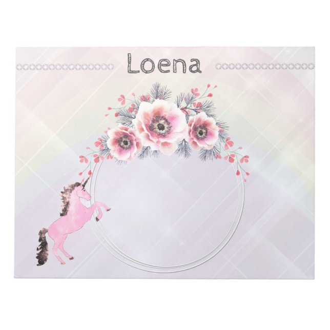Pinetastic unicorn rosa personalisieren Notizblock (Vorderseite)