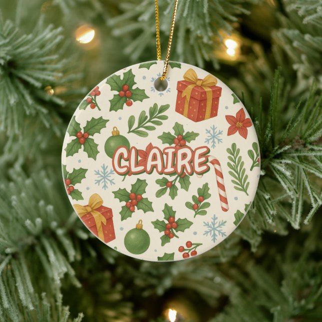 Pinetrees, klassische Holiday Floral Keramik Ornament (Baum)