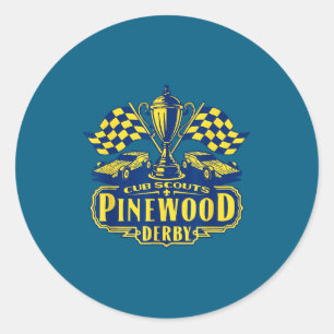 Pinewood-Derby-Cub-Scouts Karoflaggen-Rennen Runder Aufkleber