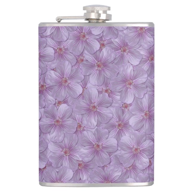 Pineywood Geranium Nahtloses Muster Flachmann (Vorderseite)