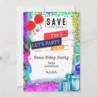 Ping Pong 1. Geburtstag Party Rett Datum Einladung