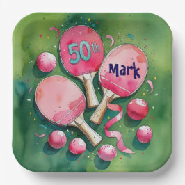 Ping Pong 50. Geburtstag mit der Nummer 50 Pappteller