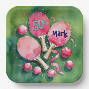 Ping Pong 50. Geburtstag mit der Nummer 50 Pappteller