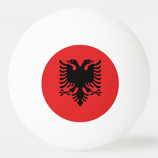Ping Pong Ball mit der Flagge Albaniens Tischtennisball (Vorderseite)
