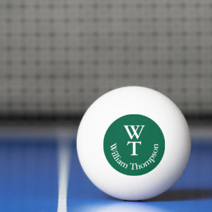 Ping Pong Ball mit Namen und 2 Initialen grün Tischtennisball