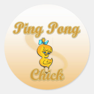 Ping Pong Chick Runder Aufkleber
