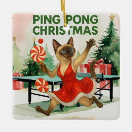 Ping Pong Christmas Themed for Siamese Cat lovers Keramikornament