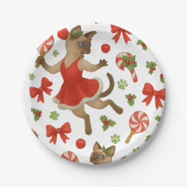 Ping Pong Christmas themed for Siamese Cat lovers Pappteller