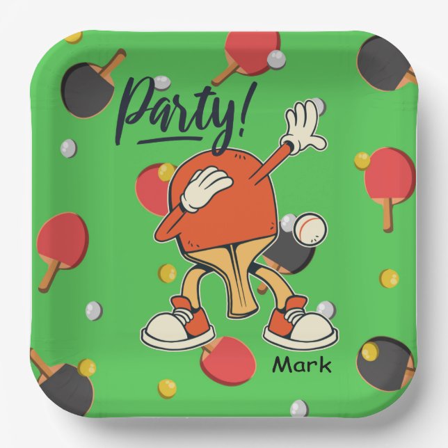 Ping Pong Dabbing Tischtennis Party lustig Pappteller (Vorderseite)