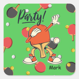 Ping Pong Dabbing Tischtennis Party lustig Quadratischer Aufkleber