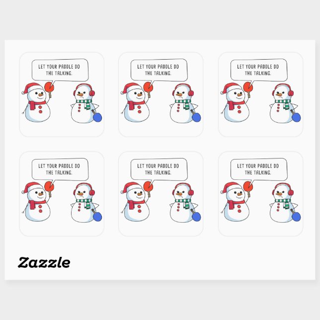 Ping Pong Funny Christmas Snowman - Humorvoller Pa Quadratischer Aufkleber (Blatt)