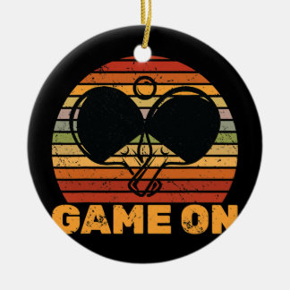 Ping Pong Game On Table Tennis Varsity Player  Keramik Ornament