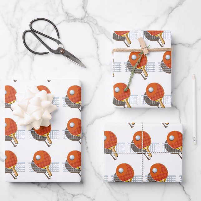 Ping-Pong-Geschenkpapier, Tischtennis-Geschenkverp Geschenkpapier Set (Vorderseite)