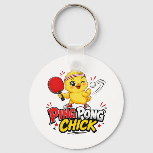 Ping Pong Huhn Süßes Tischtennis-Design Schlüsselanhänger