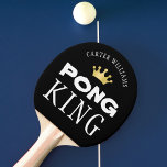 PING PONG KING Personalized Editable Black Tischtennis Schläger<br><div class="desc">Crown the master of ping pong with a personalized PONG KING paddle with your choice of background color. COLOR CHANGE:  Change the background by clicking on the CUSTOMIZE FURTHER tab. Contact the designer via Zazzle Chat or makeitaboutyoustore@gmail.com if you'd like this design modified.</div>
