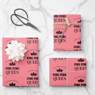 Ping Pong Königin Name personalisiert Geschenkpapier Set