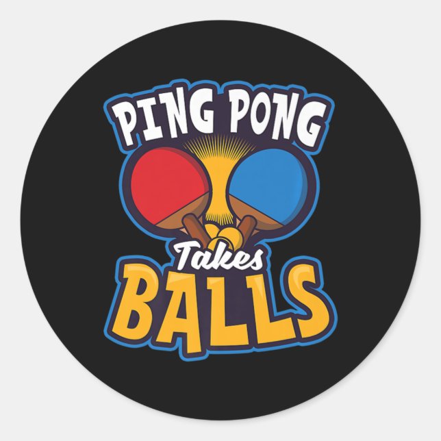 Ping Pong nimmt Balls Design Table Tennis Runder Aufkleber (Vorderseite)
