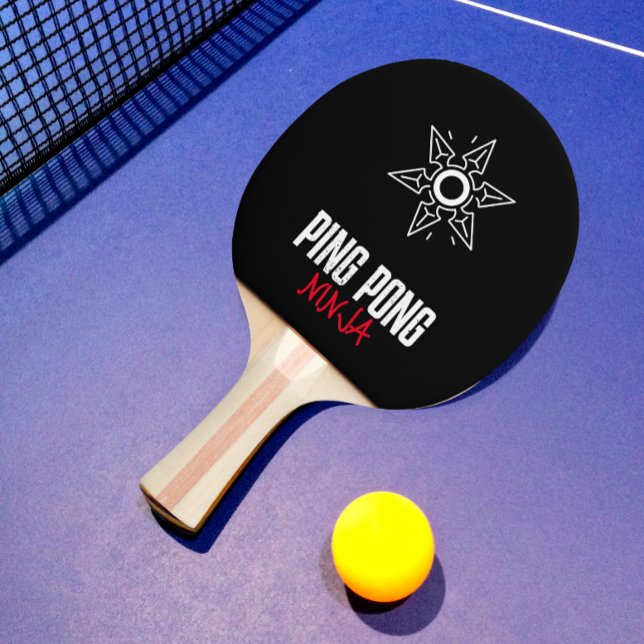 Ping Pong Ninja Moderner roter und weißer Text Tischtennis Schläger (ping pong ninja ping pong paddle)