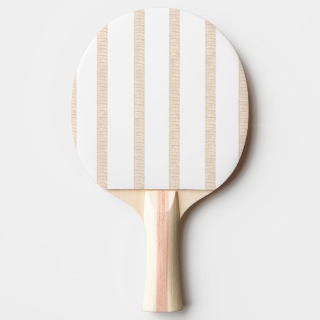Ping Pong Paddle Beige & White Stripe Tischtennis Schläger (Vorderseite)