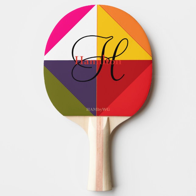 Ping-Pong Paddle - HAMbyWG - Farbenfrohe Geometrie Tischtennis Schläger (Vorderseite)