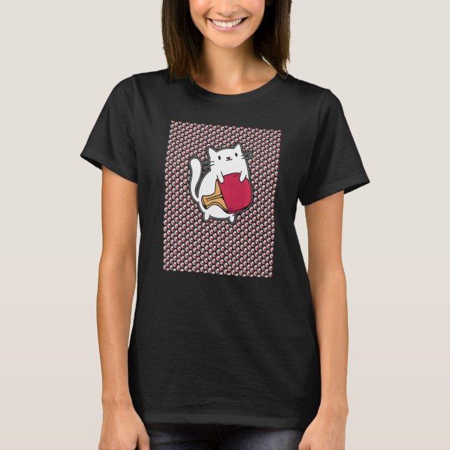 Ping Pong Paddle Ladys Cat Table Tennis Player Ca T-Shirt (Vorderseite)