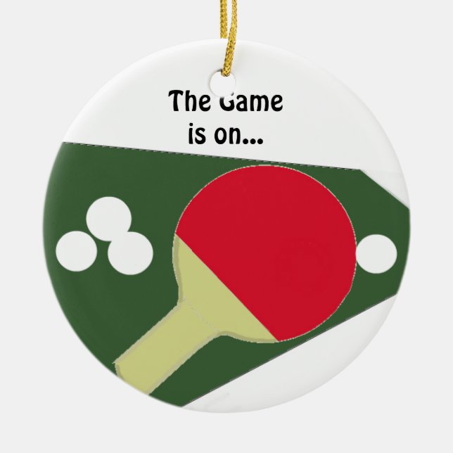 Ping Pong Paddle mit Balls Keramik Ornament (Vorne)