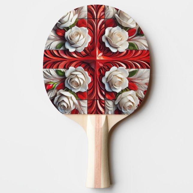 Ping Pong Paddle mit englischen Rose Design Tischtennis Schläger (Rückseite)