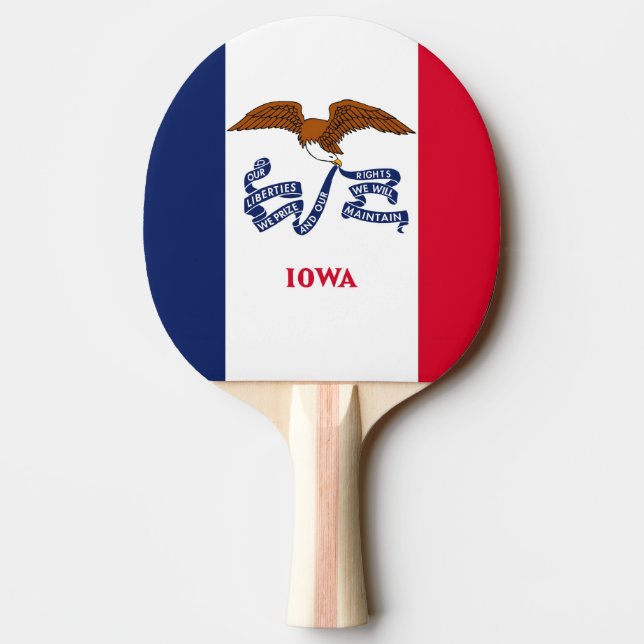 Ping Pong Paddle mit Flag von Iowa, USA Tischtennis Schläger (Rückseite)
