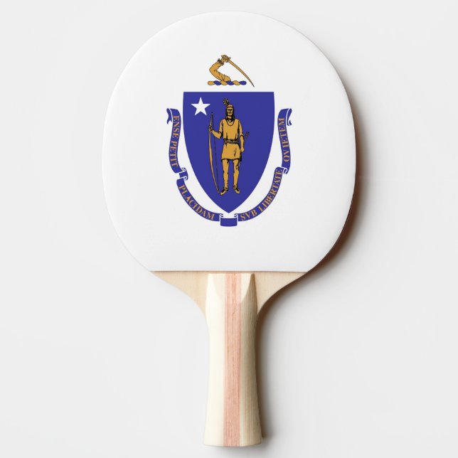 Ping Pong Paddle mit Flag von Massachusetts, USA Tischtennis Schläger (Rückseite)