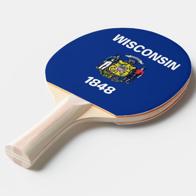 Ping Pong Paddle mit Flag Wisconsin, USA Tischtennis Schläger (Vorderseite)