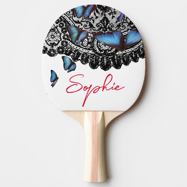Ping Pong Paddle "SOPHIE" BUTTERFLIES Tischtennis Schläger (Vorderseite)
