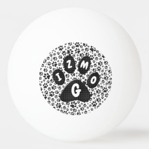 Ping Pong Pattes de chien Balle de ping-pong à pois noirs et