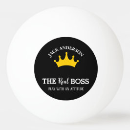Ping Pong Player Modern Crown Name White Text Tischtennisball