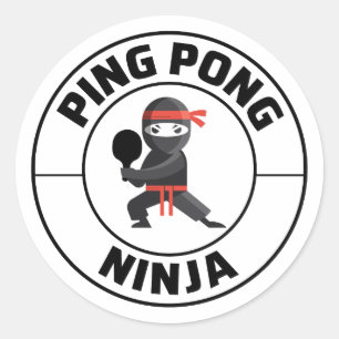 Ping Pong Player Tischtennis Coach Ninja Runder Aufkleber